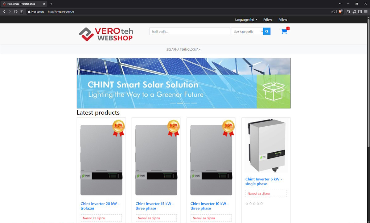 Veroteh d.o.o. web shop screenshot